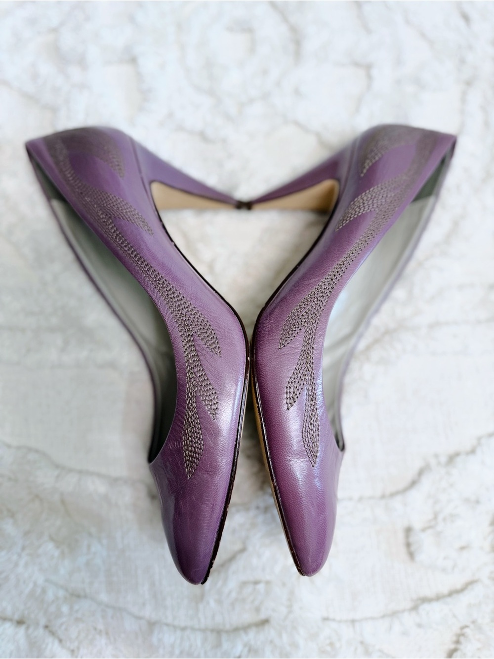 Bandolino Vintage Italian Leather Purple Pointed Toe Pumps Size 9M EUC